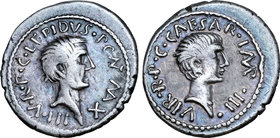 M. Aemilius Lepidus and Octavian AR Denarius.