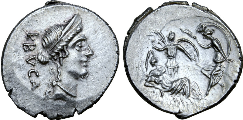 L. Aemilius Buca AR Denarius. Rome, January 44 BC. Diademed head of Venus right,...
