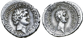 Marc Antony and Octavian AR Denarius.