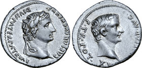 Augustus, with Tiberius, AR Denarius.
