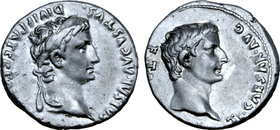 Augustus, with Tiberius as Caesar AR Denarius.