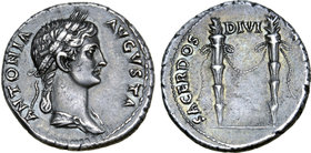 Antonia Minor (mother of Claudius) AR Denarius.