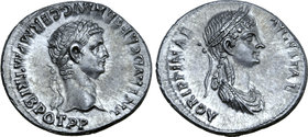 Claudius I, with Agrippina II, AR Denarius.