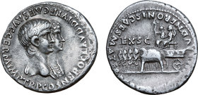 Nero, with Agrippina Junior, AR Denarius.