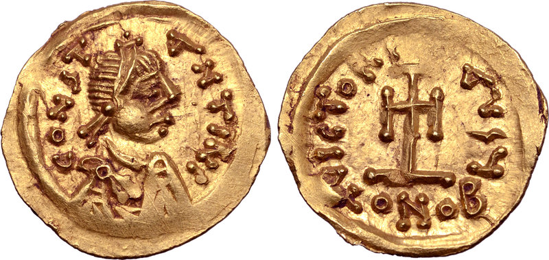 Lombards, AV Pseudo-Imperial Tremissis. In the name of Constans II. Circa AD 641...