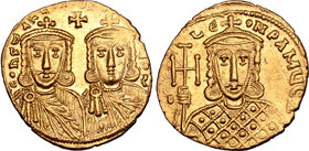 Constantine V Copronymus, with Leo IV and Leo III, AV Solidus.