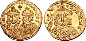 Constantine V Copronymus, with Leo IV and Leo III, AV Solidus.