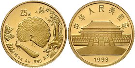 China Volksrepublik seit 1949. 25 Yuan 1993 Tempel des himmlischen Friedens. Fr. 66, KM 596. (7,8g (999)) GOLD proof