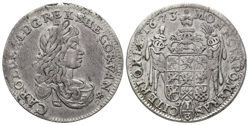 Deutschland / Germany POMMERN, HERZOGTUM UNTER SCHWEDEN Karl XI., 1660-1697. 1/3...