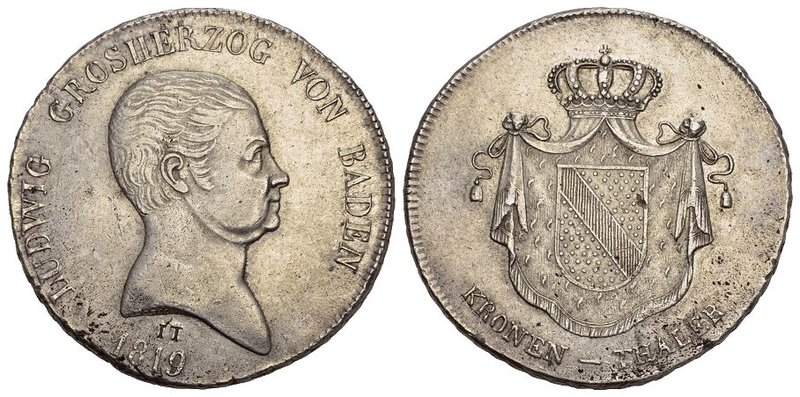 Deutschland / Germany Baden Ludwig, 1818-1830. Kronentaler 1819. 29,43 g. Mit Si...