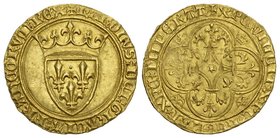 Frankreich Königreich und Republik. Charles VI. 1380-1422. Ecu d'or à la couronne o. J. (11.9.1389), 
Saint-Lô. 3.78 g. Duplessy 369 B. Fr. 291. 
Vo...