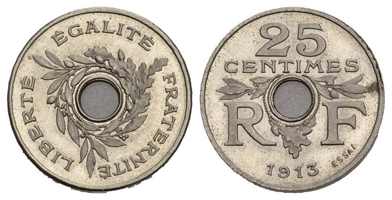 Frankreich 3. Republik, 1870-1940. 25 Centimes 1913. Essai. I Mazard 2142 b (R2)...