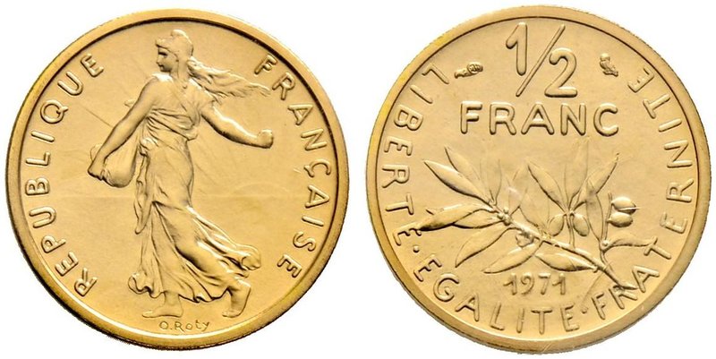 Frankreich-Königreich. Fünfte Republik seit 1958. 1/2 Francs - Dickabschlag (PIE...