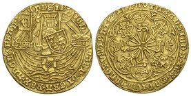 England Eduard III., 1327 - 1377. Nobel o.J. (1346-1351). Sog. Schiffs-Nobel. In einem Schiff stehender König 
von vorn mit Schwert und Schild / I Bl...