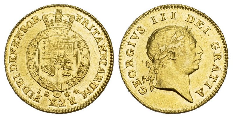England George III, 1760-1820 1/2 Guinea 1804, London. Spink 3737; Fr. 364. 4.19...