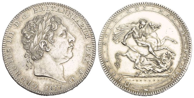 England George III., 1760-1820 Crown 1819, Jahr 59. Dav. 103, S. 3787 selten in ...