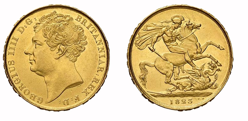 Great Britain. 2 Sovereign, 2 Pound 1823 S.3801; Fr-377; KM-696. George IV. Obve...