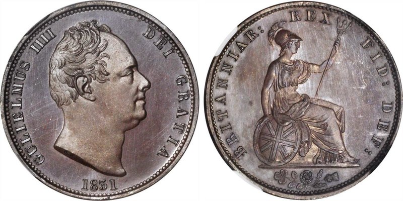 Great Britain William IV bronzed Proof 1/2 Penny 1831 PR64 PCGS, Royal mint, KM7...