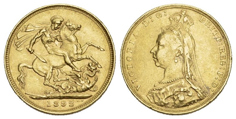 Großbritannien: Victoria, 1837-1901 Sovereign 1892. 7,97g. GOLD s.selten
gues v...