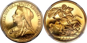 Victoria gold Proof Sovereign 1893 PR65 Ultra Cameo PCGS, Royal mint, KM785, S-3874, WR-341. One of only 773 struck for the 1893 proof sets. A beautif...