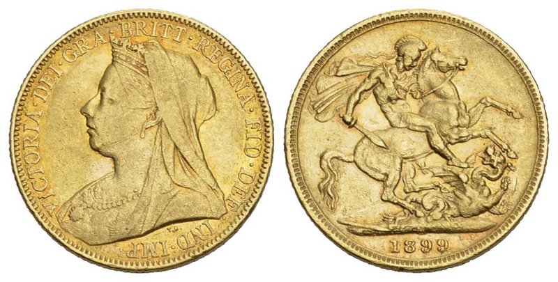 Großbritannien: Victoria, 1837-1901 Sovereign 1899. 7,97g. GOLD s.selten
gues v...