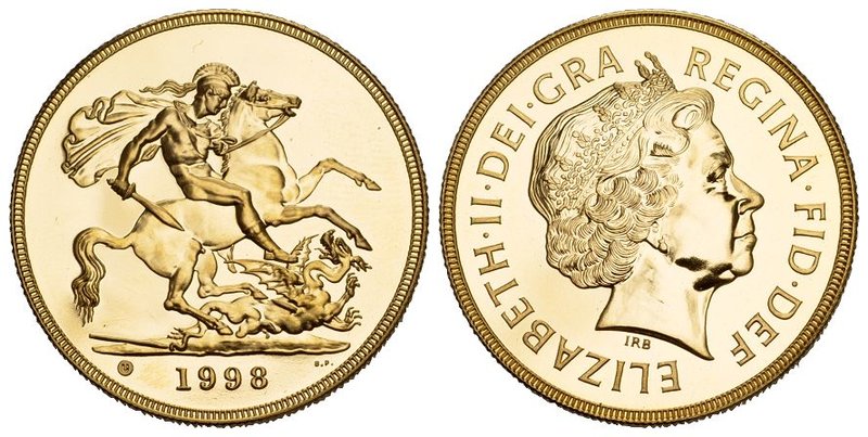 England Elisabeth II. seit 1952 (B) 5 Pfund 1998 Gold s.selten in dieser Erhaltu...