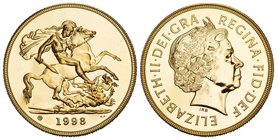 England Elisabeth II. seit 1952 (B) 5 Pfund 1998 Gold s.selten in dieser Erhaltung, 
Proof