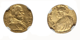Italien Clemens XI., 1700-1721. 1/2 Scudo doro A XVII (1716/1717), Rom. 1,63 g. Fb. 189; Muntoni 29. 
MS 61 prächtige Erhaltung bis unzirkuliert GOLD...