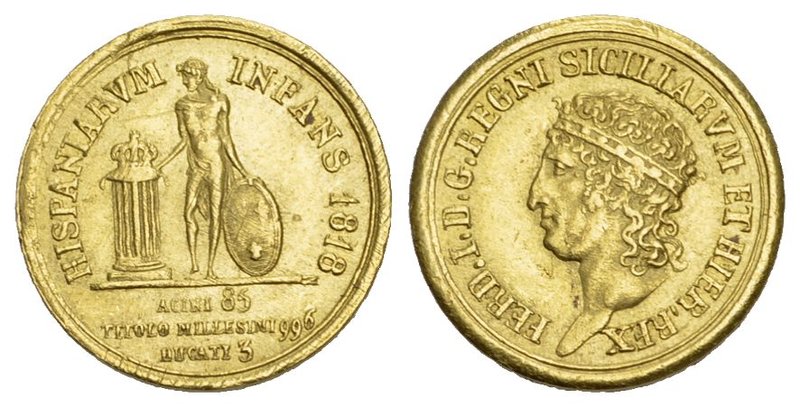 Italien Neapel Sizilien Ferdinand I., 1816-1825.
3 Ducati 1818, Neapel. 3,77 g ...