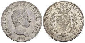 Italien Sardinien Karl Felix, 1821-1831 5 Lire 1826 P. Mzz. Anker. KM C 105.2,sehr selten in dieser 
Qualität, bis unzirkuliert