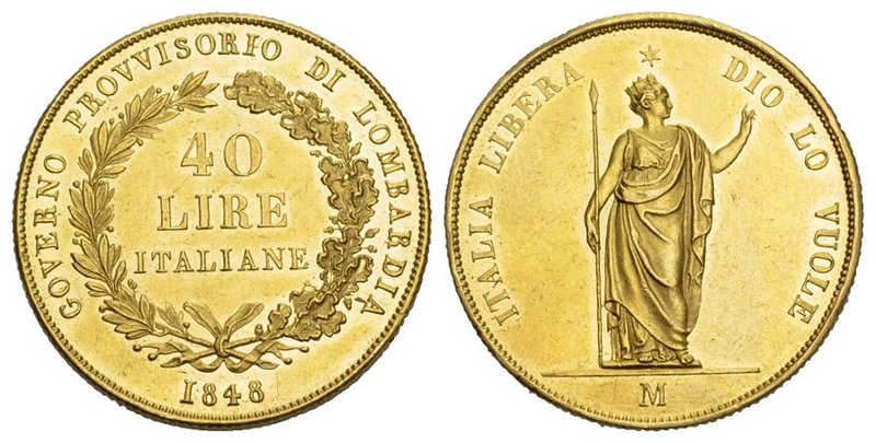 Italien Lombardei Provisorische Regierung 1848. AV 40 Lire 1848 M, Mzst. Mailand...