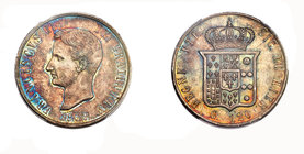 Italien Regno delle Due Sicilie. Francesco II. 1859-1861. AR 120 Grana (37mm, 27.58 g, 6h). Napoli (Naples) mint. Dated 1859 . Bare head left / Crowne...