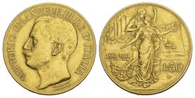 Italien Königreich Vittorio Emanuele III. 1900-1946. 50 Lire 1911 R, Roma. 50 Jahre Königreich Italien. 
16.12 g. Nomisma 1066. Schl. 86. Fr. 25. Vor...