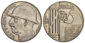 Italien Victor Emanuel III., 1900-1946. 20 Lire A VI/1928 R, Rom. auf den 10. Jahrestag der Beendigung des Ersten Weltkrieges. Dav. 146; Pagani 680 vo...