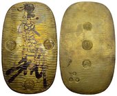 Japan Manen era. Oban (10 Ryo) n. d. (c. 1860-62), Kyoto. 113.2 g. JNDA 09-11. Munro-pl. 13/4. C. 24 a2. Fr. 7. Äusserst selten / Extremely rare. Attr...