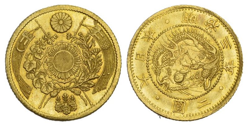 Japan JAPAN. 2 Yen, Year 3 (1870). Fr-48; Y-10. in Gold Fb.48 prächtige Erhaltun...
