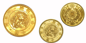 Japan Mutsuhito, 1867-1912. 10 Yen 1871 (year 4, Meiji era), Osaka. Fr. 46; K./M. Y
GOLD. In von grösster Seltenheit in dieser Qualität FDC Prooflike...