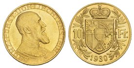 Liechtenstein Franz I. 1929-1938. 10 Franken 1930. 3,22 g. Divo 125. Schl. 6. HMZ 2-1384a. Fr. 16
fast FDC