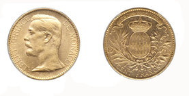Monaco Albert I. 1889-1922. 100 Francs 1904. 32.23 g. Gadoury 124. Schl. 13. Fr. 13 NGC MS 61
bis unzirkuliert