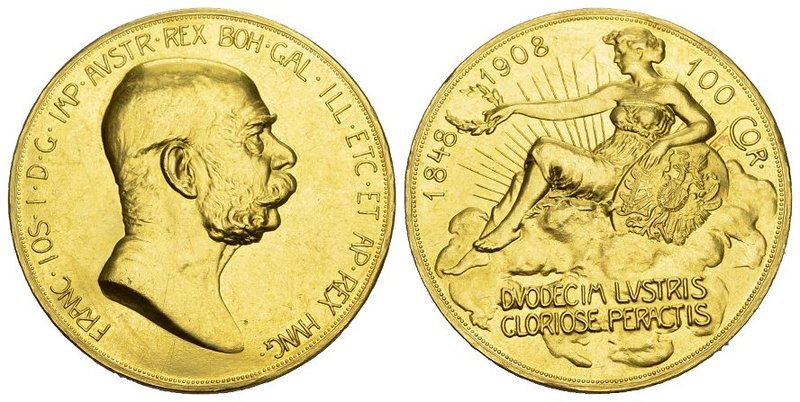 Österreich - Kaiserreich Franz Joseph 1848-1916 100 Kronen 1848/1908. Regierungs...