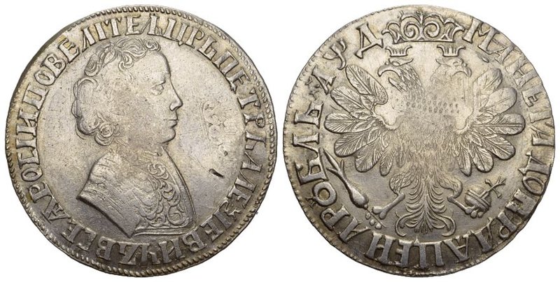 Russland / Russia Peter I., 1682 / 1689 - 1725. Rubel 1704. Mzst. Moskau, Roter ...