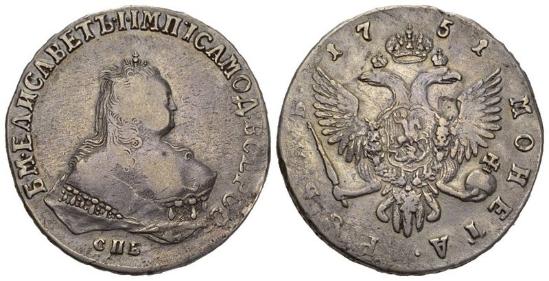 Russland/ Russia Kaiserreich
Elisabeth, 1741-1762 Rubel 1751, Moskau, Roter Mün...