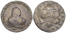 Russland/ Russia Kaiserreich
Elisabeth, 1741-1762 Rubel 1751, Moskau, Roter Münzhof. Büste rechts / Doppeladler. Bitkin 123 Dav. 1678 25.34 g.; Sehr ...