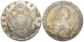 Russland / Russia ZARIN KATHARINA II., 1762-1796 Silbermünzen der Münzstätte St. Petersburg Rubel 1775, 
St. Petersburg. 23,15 g. Bitkin 220; Dav. 16...