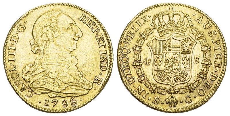 SPANIEN, Karl III., 1759-1788, 4 Escudos 1785 DV, Madrid. 13,49g. Frbg.284, C.-C...