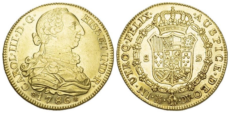 SPANIEN KÖNIGREICH Ferdinand VI., 1746-1759 8 Escudos 1786 C, Sevilla. C./C./T. ...