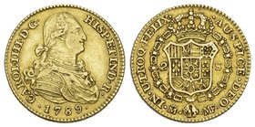 SPANIEN Königreich Carlos IV. 1788-1808. 2 Escudos 1789, Madrid. Mmz. MF. 6.7 g. C.T. 276. Fr. 296. Beschnitten. Sehr schön-gutes sehr schön.