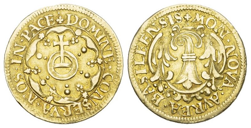 Schweiz / Switzerland / Suisse BASEL, Stadt Goldgulden o.J. (um 1640). (Fünfblät...