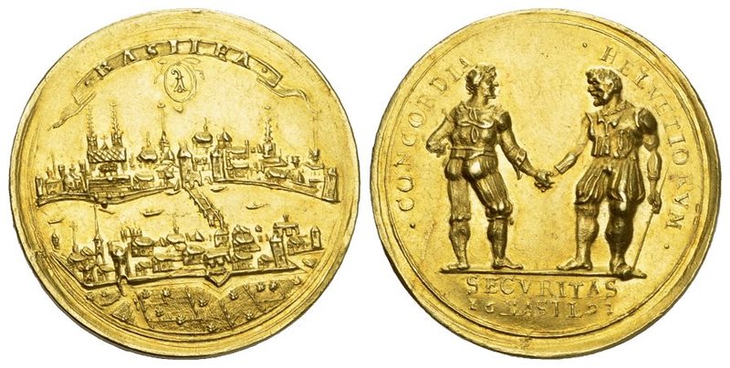 Schweiz / Switzerland / Suisse Basel Stadt Goldmedaille zu 5 Dukaten 1691. Auf d...