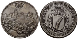 Schweiz / Switzerland / Suisse Basel Meisterschaftsmedaille der Gesellschaft der Feuerschützen Basel 1466 ( 1964 ) sehr selten Silber 137.2g
fast FDC...